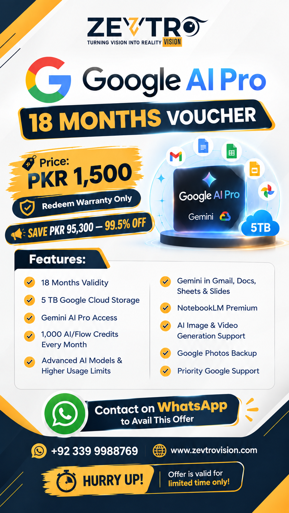 Google AI Pro – 18 Months Voucher | 5TB Storage & Gemini AI Pro